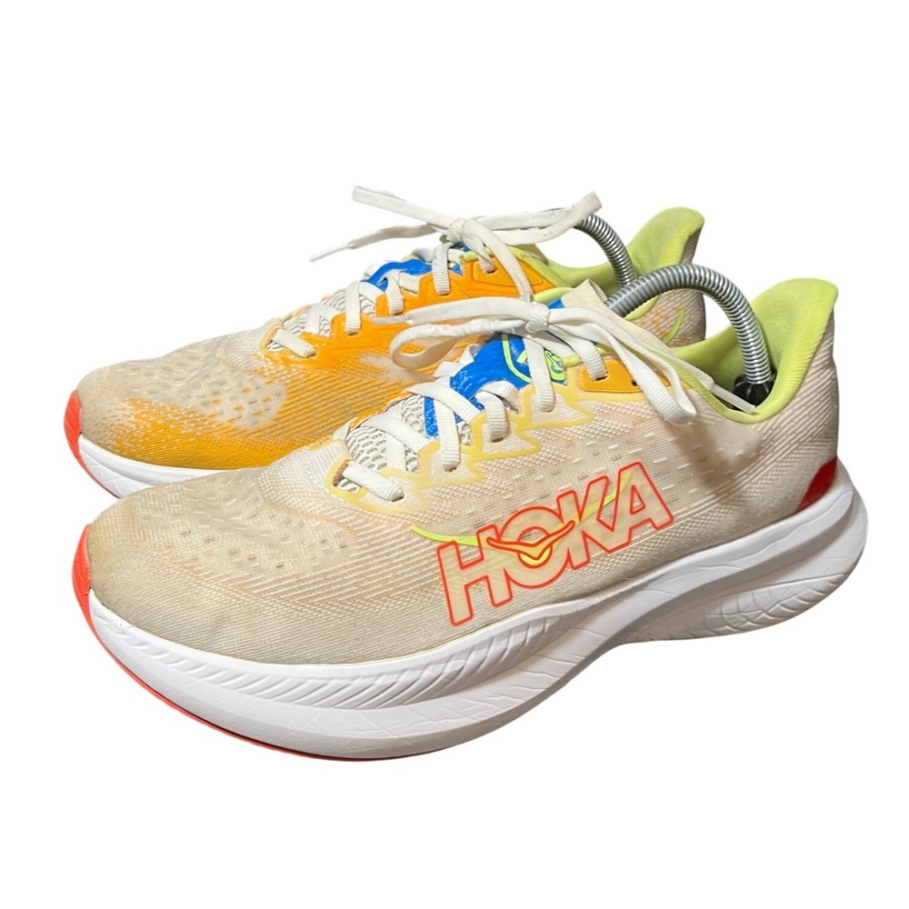 Hoka Mach 6 Size 10 Mens White Solar Flare Mens Running Shoe Sneaker Athletic